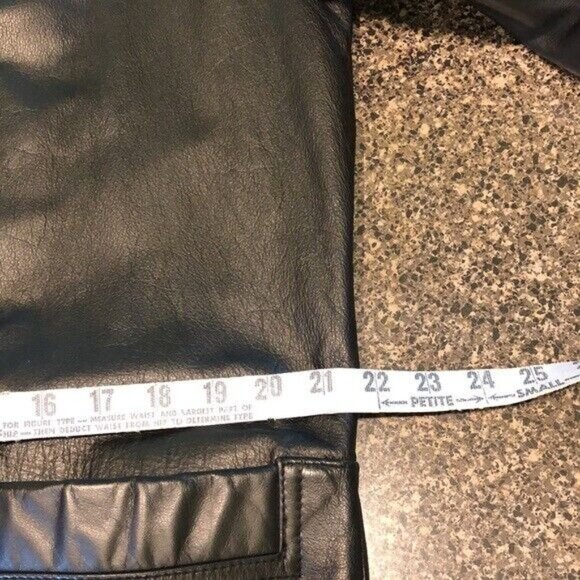 Traditional Trends Long Over-sized Trench Coat Black Leather Button up Petite - Picture 8 of 9